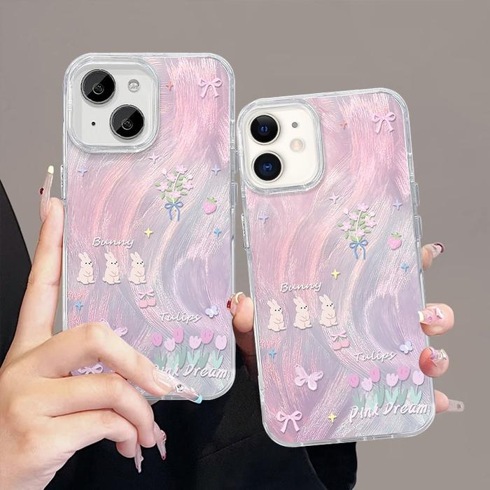 iPhone Case Kelinci Camlet Dilukis Rasa Kemewahan Casing Ponsel Untuk iPhone 11 13 X XS XR 7Plus 8Pl