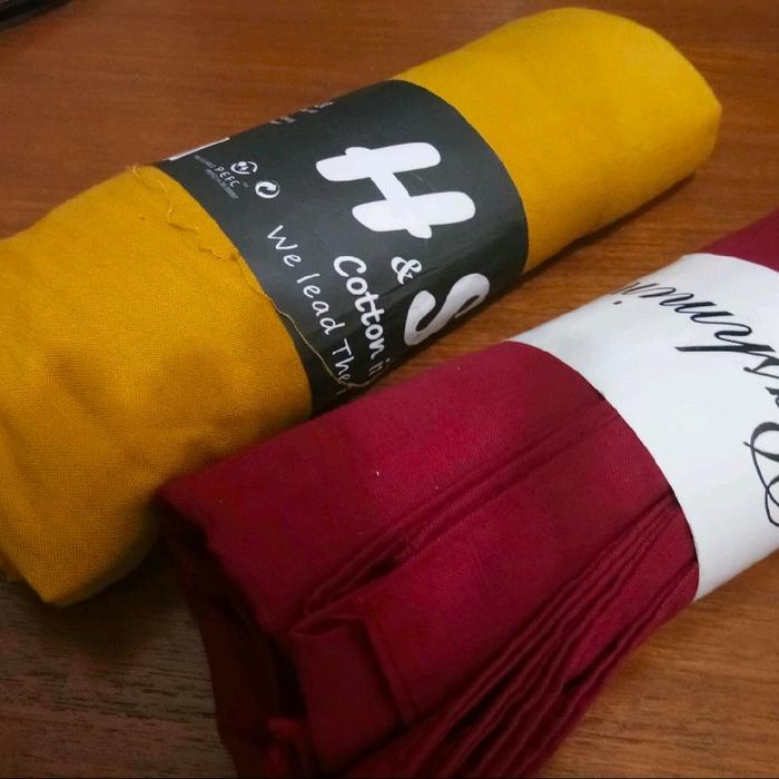 Pasmina Katun Ima Lembut Adem Ukuran 185x75 Warna Merah Kuning Mas Hitam Navy Abu-abu Mocca Merah Ba