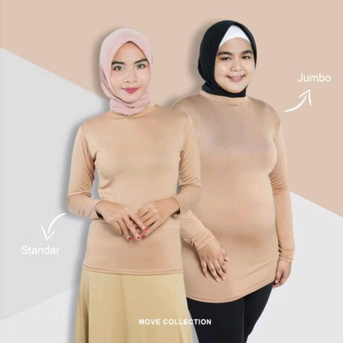 kaos baju manset daleman pendek lengan panjang inner wanita hitam putih all size jumbo Muslim Fit Ga