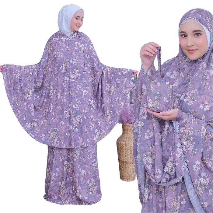 Mukena Traveling Azella 2in 1 Resliting Dewasa Paracute Premium Jumbo terbaru 2025 Anti AIr Free Tas