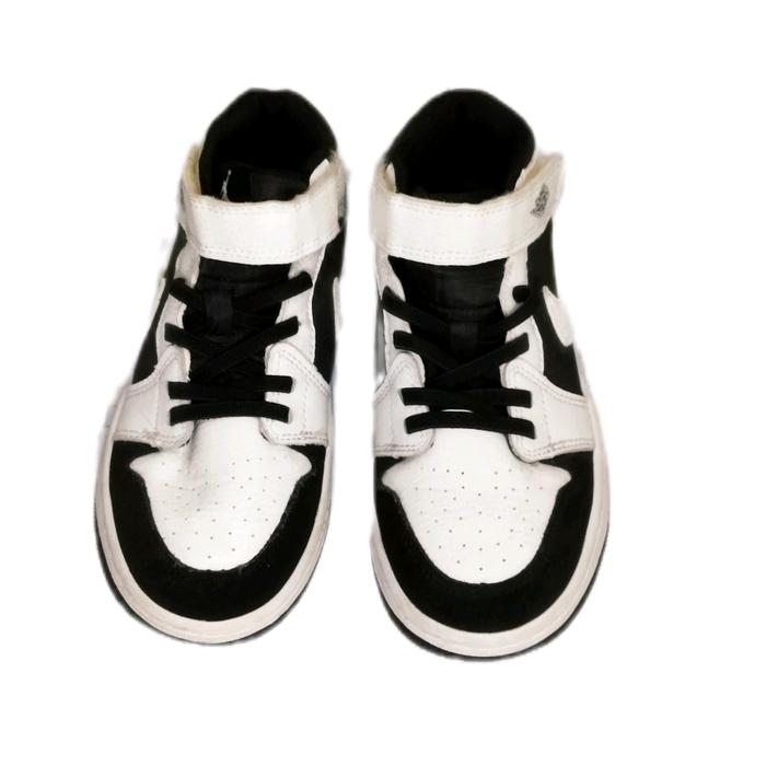 Nike Sepatu Anak Air Jordan Original Hitam Putih dengan Desain Tinggi dan Tali Karet