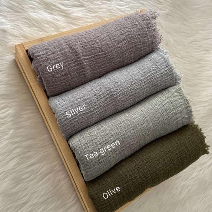 PASHMINA CRINKLE DUBAI SHAWL BAHAN TIDAK LICIN JAHITAN RAPIH Airflow Wanita Rawis