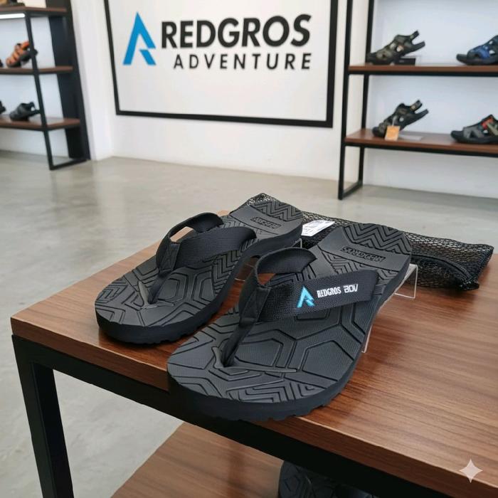 REDGROS Sandal Gunung Original Pria Jepit Sendal Pantai Webbing Polyester 25mm Insole Eva Embossed O