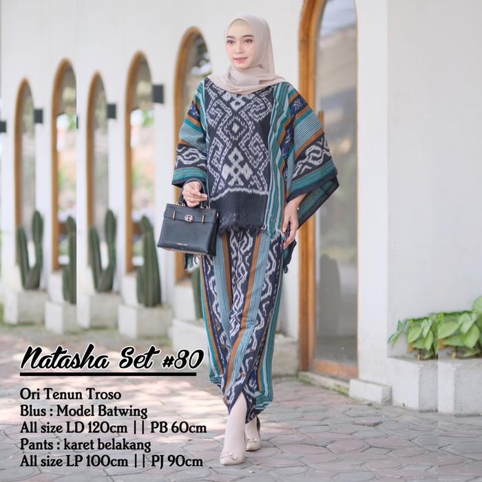 Set Batwing ori Tenun Troso Premium - Atasan blus Batwing- Set Baju Tenun Bagus - Celana model Aladi