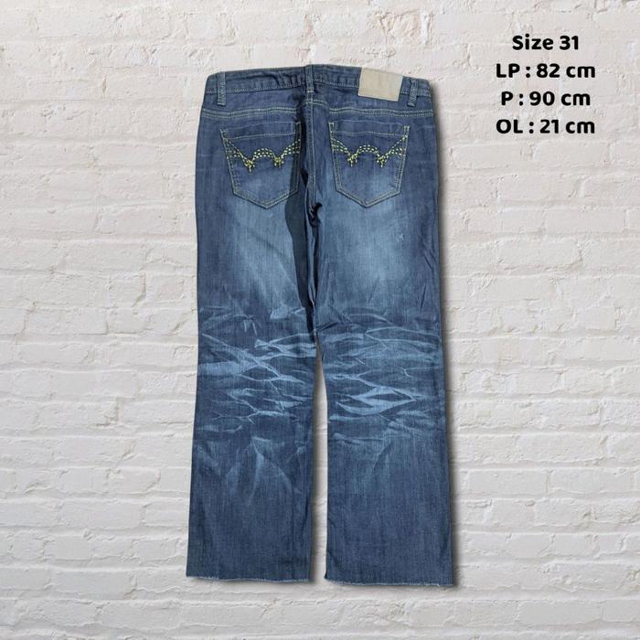 Size 31 Celana Panjang Longpants Jeans Basic House Blue Washed Fading Original Second Preloved #CJ25