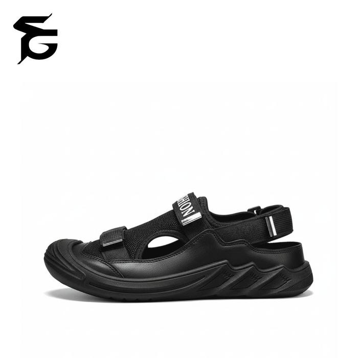 Fashgenics Sandal Pria Okayama Black Sendal Anti Licin Berventilasi Untuk Santai outdoor Hiking Pant