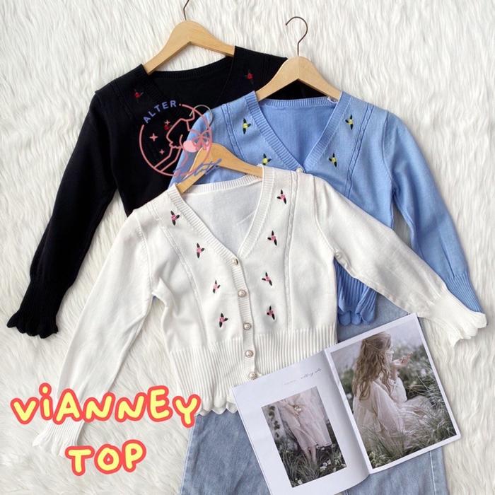 Ready Stock Alter.Cloth - Vianney Top |Kardigan Rajut Korea Premium Knit Basic Floral