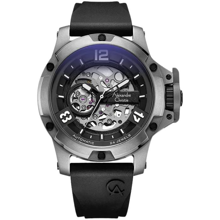 Jam Tangan Alexandre Christie AC 6295 MT Automatic Black Rubber Strap