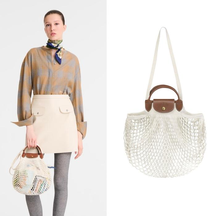 Le Pliage Filet mesh Bag L / tas lc lepliage filet L mesh bag ecru