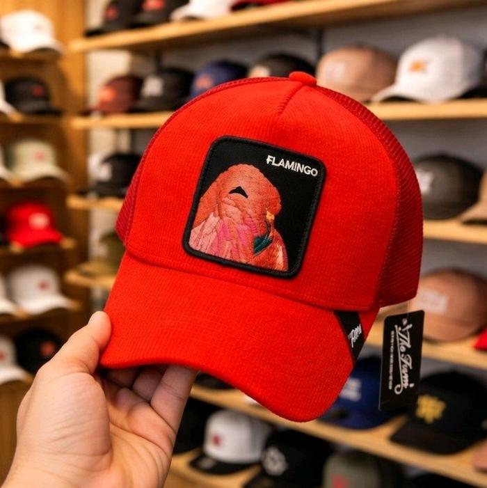 Goorin Bros Topi Trucker Flamingo Merah Jaring Stylish & Trendy untuk Pria dan Wanita