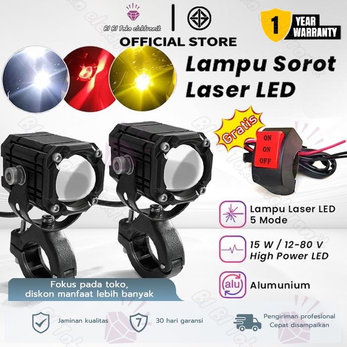 BIBI Paket Lampu Tembak Laser 5 Mode Lampu Tembak Laser Led Mini 2 Warna/SUPER TERANG 2 PCS/12V 20W 