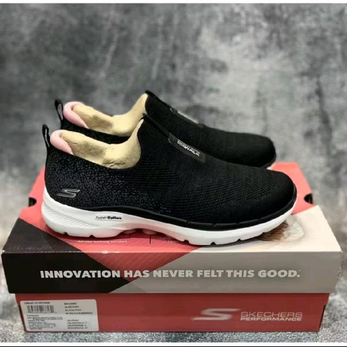 Sepatu Slip On Wanita SKECHERS GO WALK 6 GLIMMERING 124502 BKPK Women Original New