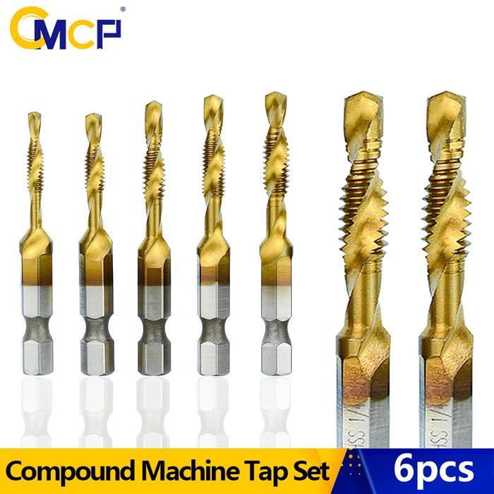 CMCP NC Standard Thread Tap Drill Bit Set 6-32NC-1/4-20NC Hex Shank