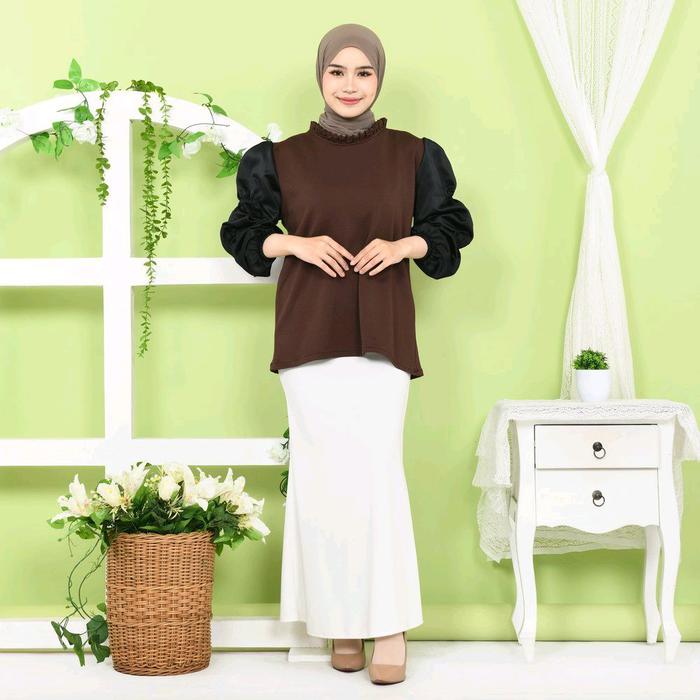 Mybamus Sybille Puff Sleeve Tops Blouse Lengan Balon Atasan Wanita Korean Style