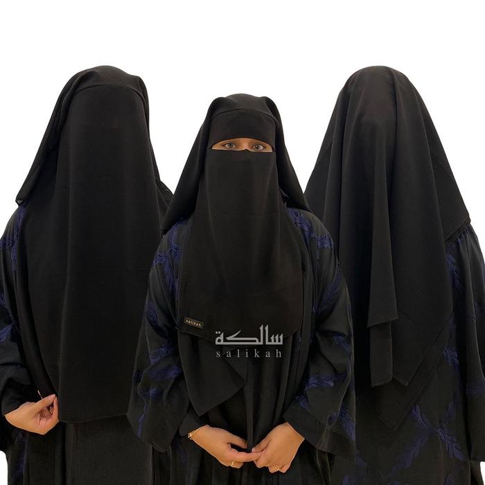 Cadar Yaman Burqa Bahan Sifon Silk Jetblack cadar  burqa
