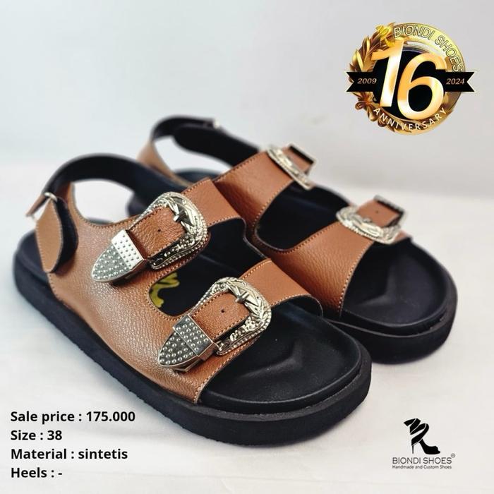 Biondi shoes - TARIDA sandal gesper  coklat/flatform 2 cm Sendal Cewek Perempuan