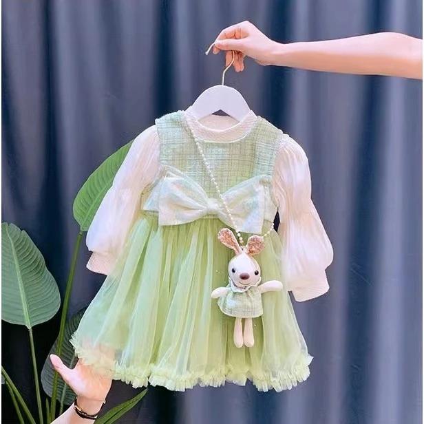 Dress Anak Perempuan Usia 1-4 Tahun | Pakaian 2in1 Anak Inner Baju Kaos Lengan Panjang Kembung Kombi