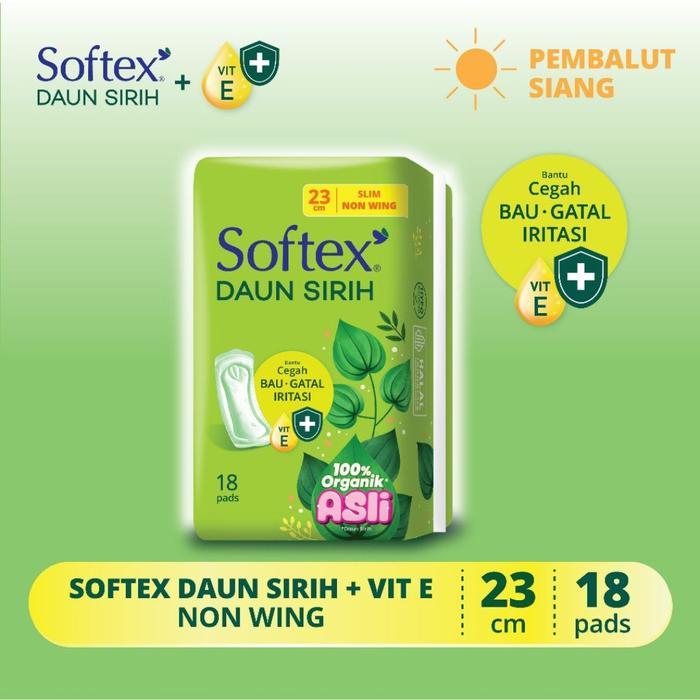 SOFTEX Daun Sirih 23cm Wing 20 / Nonwing 18 pads pembalut kewanitaan no.03 - Nonwing 18-softex