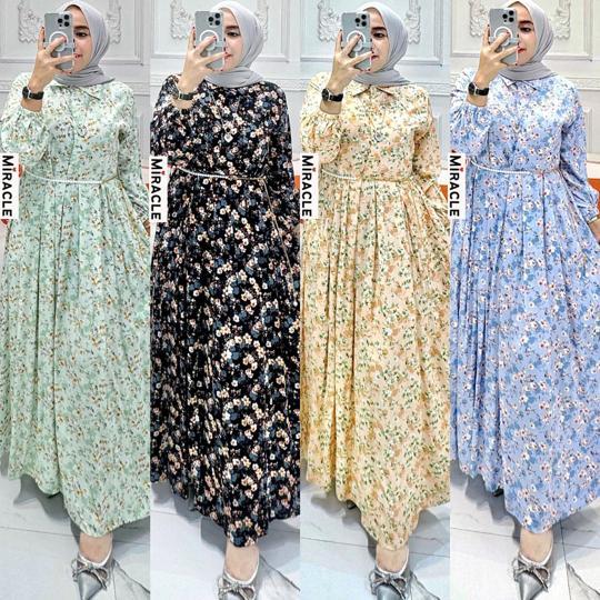 TN616 DRESS RAYON BUNGA PREMIUM / MAXY DRESS LENGAN PANJANG BAHAN RAYON BUNGA PREMIUM (FREEBELT)
