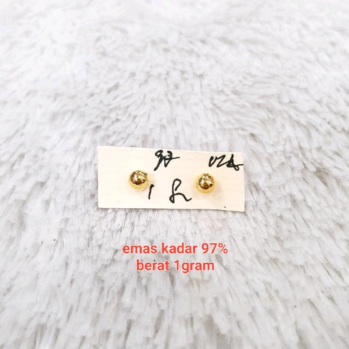 giwang bulat polos non ulir emas kadar 97% berat 1gram