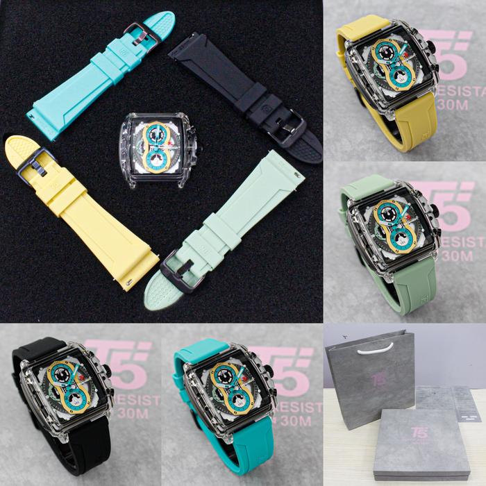 TimelessCorp - Jam Tangan Pria Cowok T5 H 4032G Gift Set Transculent Case