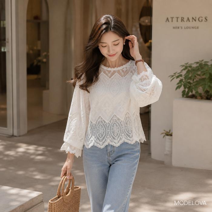 M29D05# Shemira Embroidered Lace Top | Blouse Brokat Bordir Premium Wanita