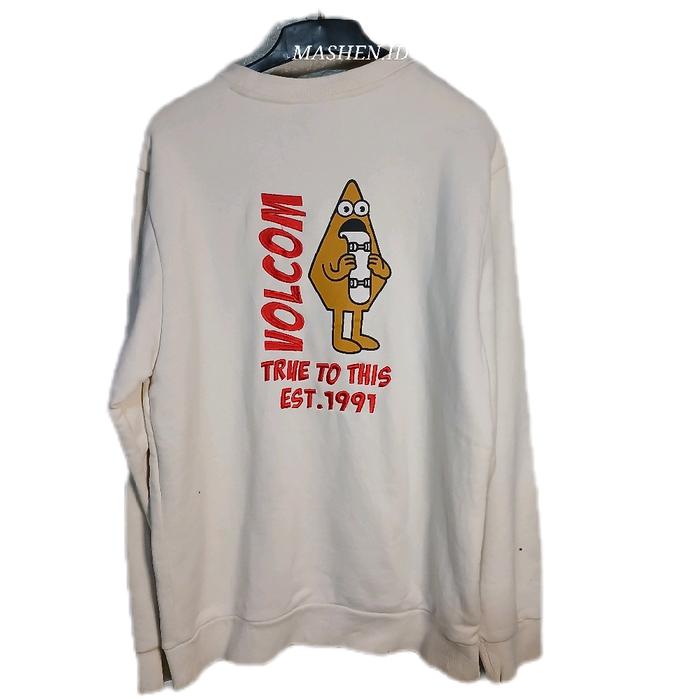 Crewneck Sweater Volcom Logo Bordir White Size L