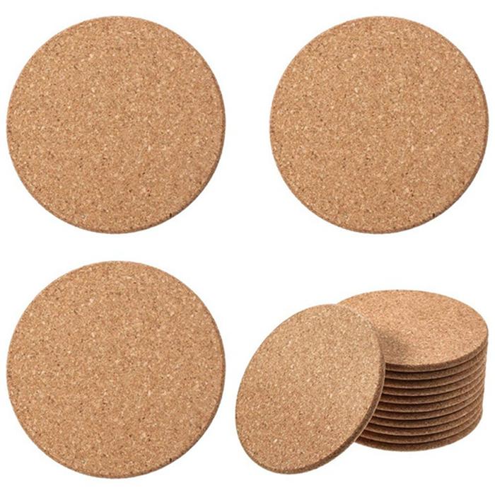 1Set Wooden Thick Cork Coasters For Drink 4 Inch Wooden Thick Drink