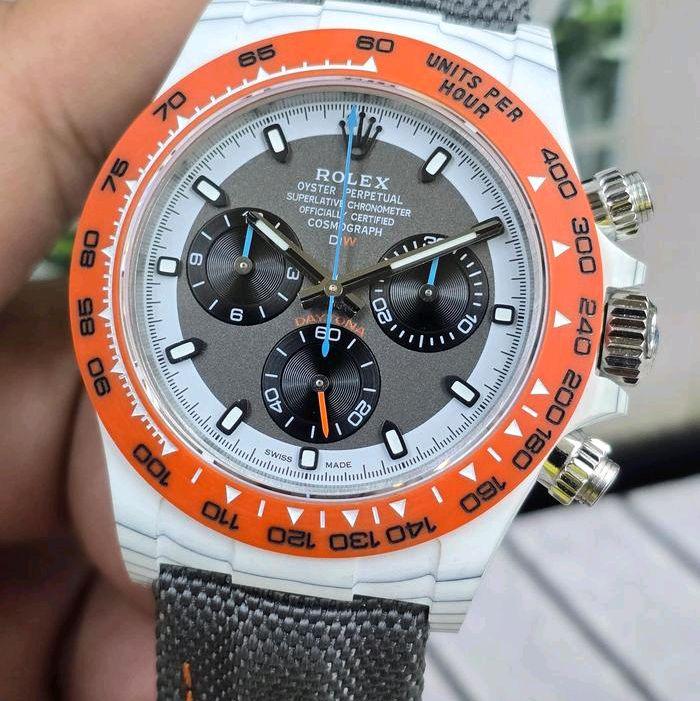 Jam Tangan Pria lRolex Daytona Grey Dial Carbon Swiss Automatic Kaliber 4130 40mm