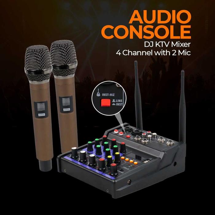TKL Audio Console Karaoke DJ KTV Mixer 4 Channel with 2 Microphone - TKR2