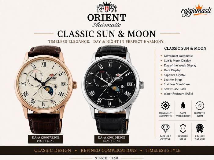 Orient Sun & Moon RA-AK0007S30B Ivory Dial RA-AK0010B30B Black Dial Jam Tangan Pria Mekanik Vintage 