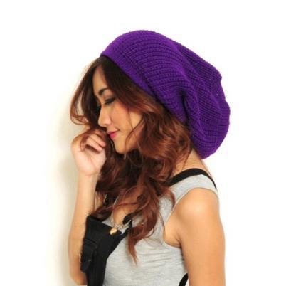 Kupluk Beanie Beni Hat Lebar Gimbal Fashion Cewek Cowok Rajut IMPORT