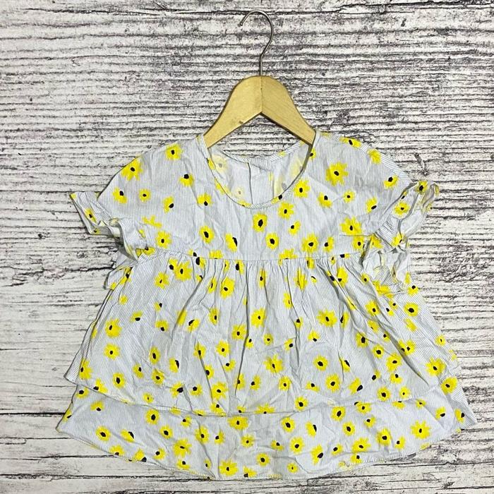 Blouse blus model dres drees dress atasan anak kids perempuan cewek wanita motif bunga matahari tall