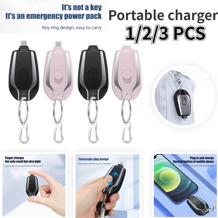 1-3PC 5V 1500mah Keychain Charger Wireless Mini Power Emergency Pod