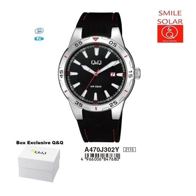 Jam Tangan Pria Casual Stylist Kulit Tanggal Original Q&Q QnQ QQ A470