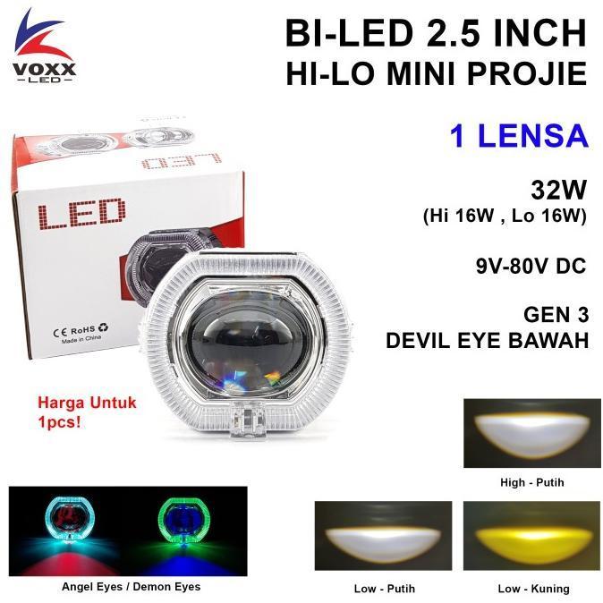 BILED ALA ALA PROJIE 2.5 INCH LED LASER CUT OFF HI-LO MINI VOXX T10 GEN 3 DEVIL EYES