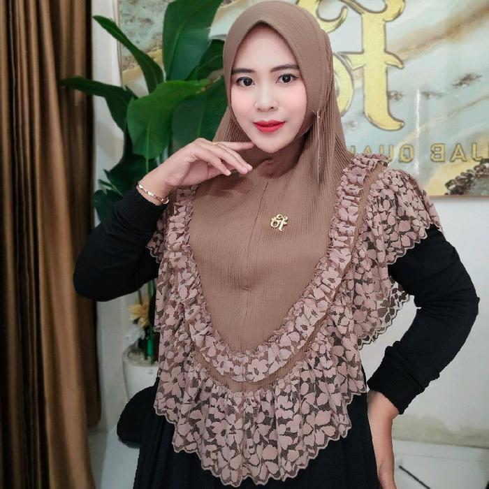 Hijab Fo Alena Jersey Barbara Plisket Renda Mewah Muslim