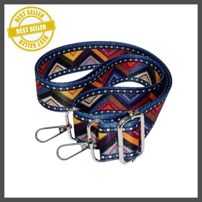Tali Strap Tali Bisban Tali Selempang Motif Piramida Pelangi Lebar 4cm