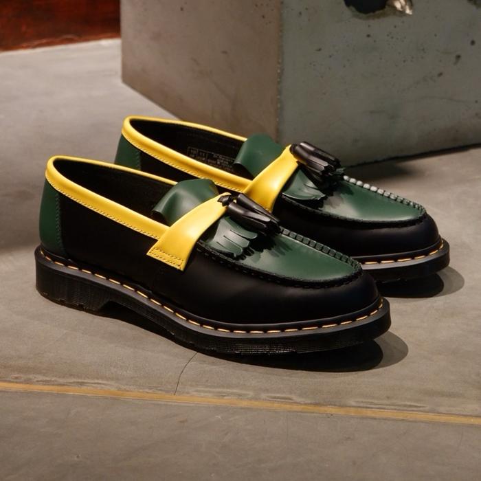 DR. MARTENS ADRIAN TASSEL BLACK+GREEN+YELLOW SMOOTH ORIGINAL BNIB