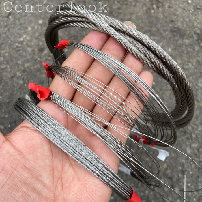 Tali Kawat seling Baja Stainles 0,5mm 0,8mm 1mm 1,2mm 1,5mm 2mm 3mm Tali seling Wire rope Seling baj