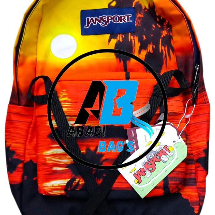 Jansport Tas Ransel Premium Motif Sunset Superbreak Model Keren untuk Pria dan Wanita Ringan dan Tah