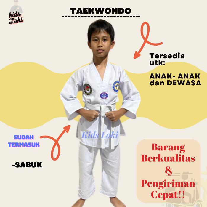 taekwondo anak Set Baju Taekwondo Anak dan Set Seragam Taekwondo Bahan Drill Lengkap Sabuk pakaian t