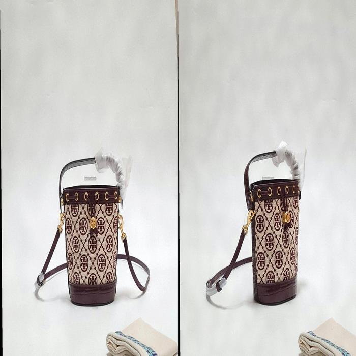 Tas Wanita Tb T Monogram Chenille Mini Bucket Claret New Cream Original