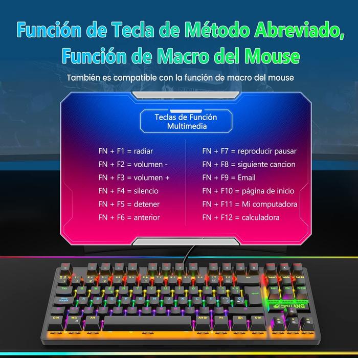 Spanish Mechanical Keyboard Gamer, RGB Mechanical Gaming Keyboard LED