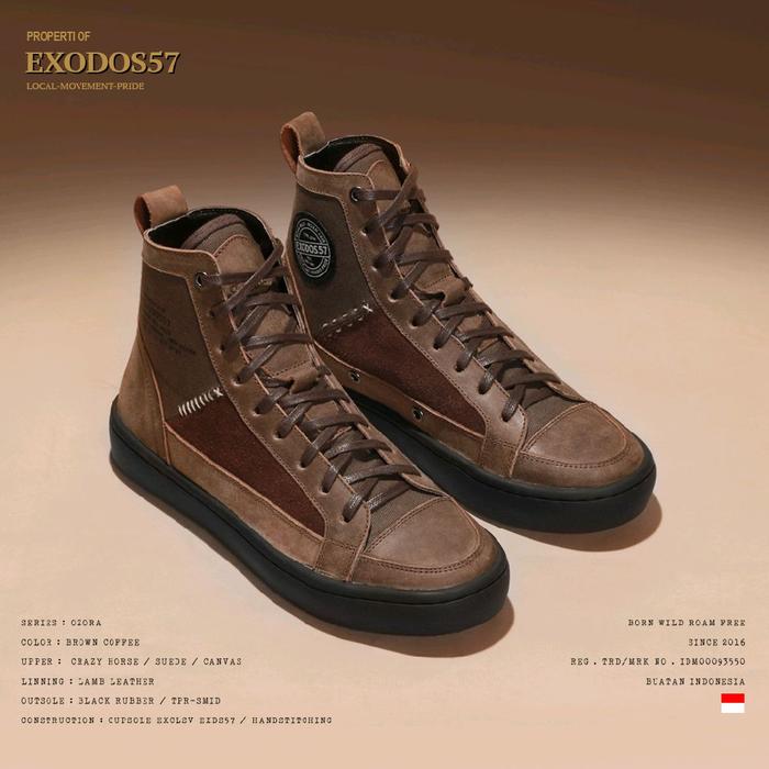 EXODOS57  - Sepatu Sneakers Kulit - Ozora Brown Coffee
