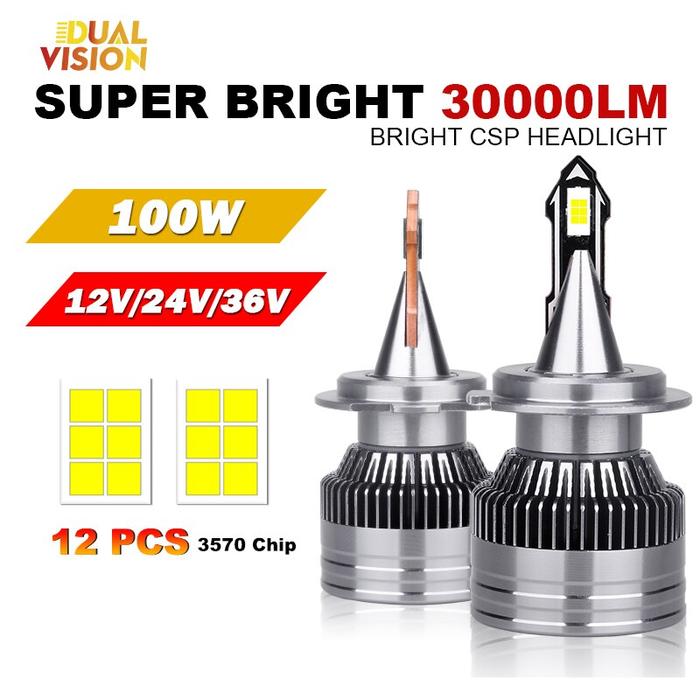 H7 LED Canbus 9005 HB3 9006 HB4 30000LM 100W Moto Auto Headlight Bulb