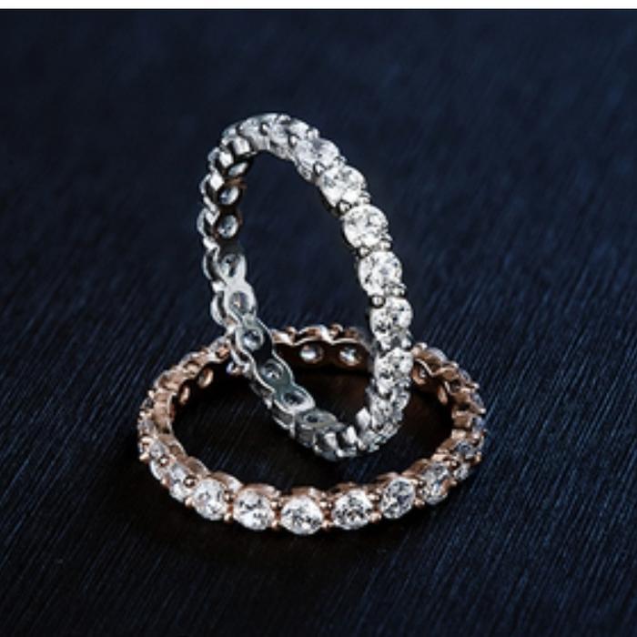 Cincin Emas Listring Full Mata Model Berlian Diamond Look Stack