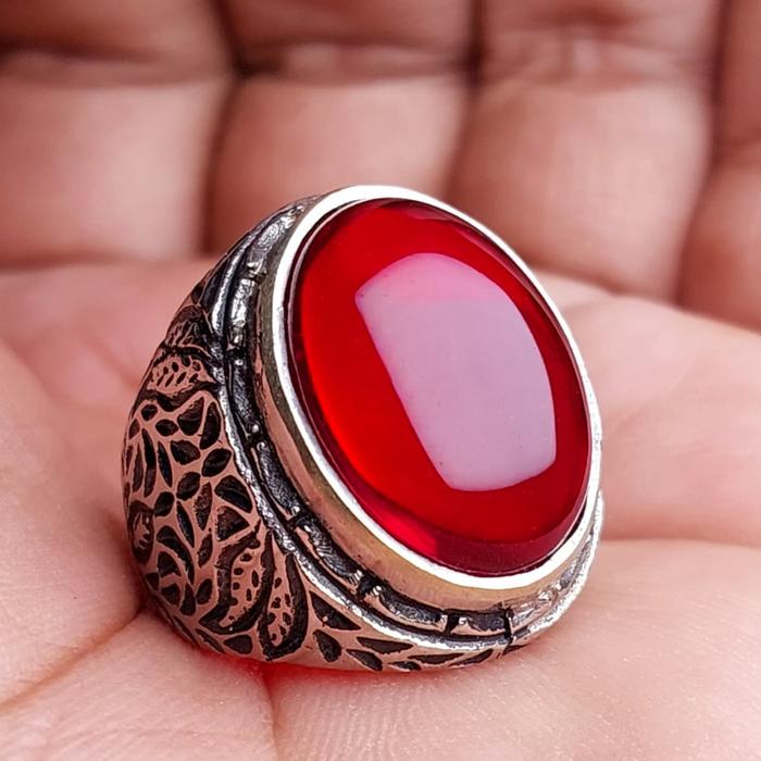 Cincin Merah Siam Wulung / Batu Akik Merah Siam Merah Tua AKIK