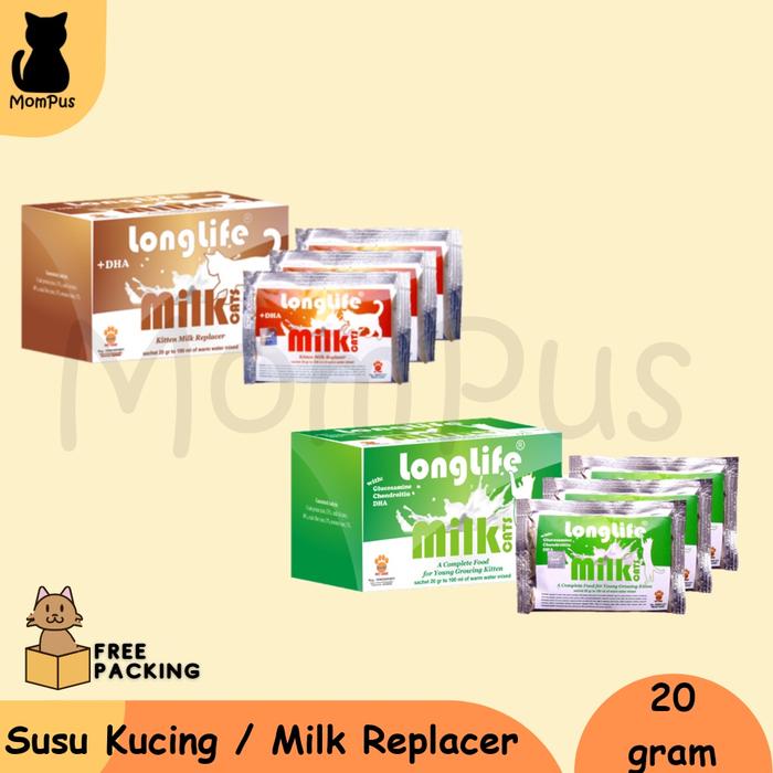 Long Life Milk 20gr Sachet Susu Baby Cat 0-2 bulan KITTEN 2-12 bulan Anak KUCING