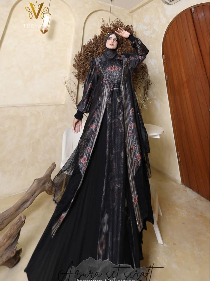 Set Scafr Azura | Trevana | Puspita Hijab Syari | Gamis Ceruty
